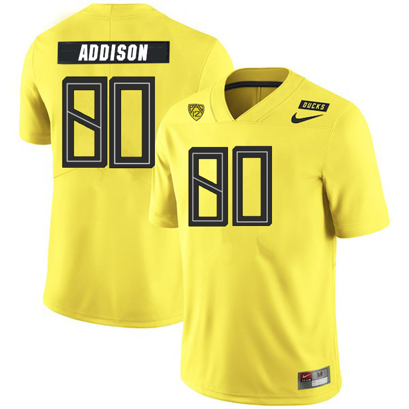 2019 Men #80 Bryan Addison Oregon Ducks College Football Jerseys Sale-Yellow